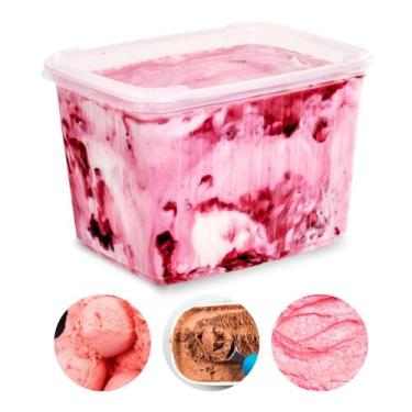 Imagem de Pote Sorvete 2 Litros Transparente 48 Un c/ Tampa  - Clicando e Compra