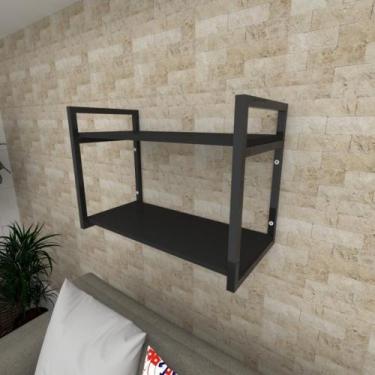 Imagem de Prateleira industrial para Sala aço cor preto prateleiras 30 cm cor pr