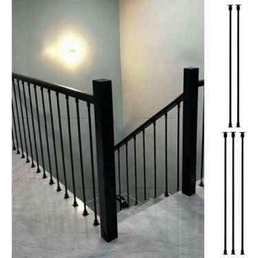 Imagem de Conjunto de eixos de escada de balaústres de ferro de 1 2 5 7 10, coluna de eixo de corrimão de metal, com suporte de ângulo ajustável, uso interno e externo -