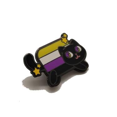 Imagem de Nyan Cat Pride Esmalte Pin The Meme Kitty in Rainbow Trans Pansexual Bissexual Lésbica Assexual Não binário Aromântico Orgulho Bandeira Cores lgbtq+, Medium, Zinco, Sem Pedra Preciosa