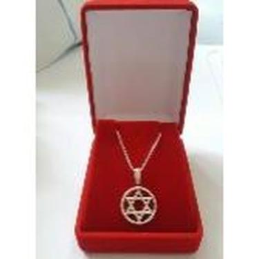 Imagem de Cordão Prata 925 Pingente Estrela De Davi 70 Cm Unissex