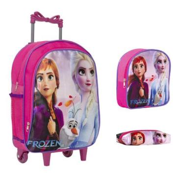 Imagem de Kit Mochila Infantil De Rodinhas Frozen Princesas Cor Rosa - Toys 2U