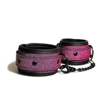 Imagem de Algemas para Tornozelos em Couro Emborrachado Rosa - Ankles Cuffs