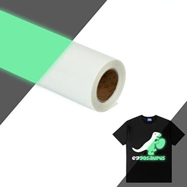Imagem de Rolos de vinil de transferência de calor HTV que brilham no escuro – vinil de 30,5 cm x 2,3 m, ferro verde luminoso sobre vinil para camafeu Cricut & Silhouette – Fácil de cortar e remover ervas para design de vinil térmico (2,1 m, verde luminoso)