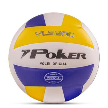 Imagem de Bola De Vôlei Semi Profissional Vls 200 Original Poker, Branco, Amarel