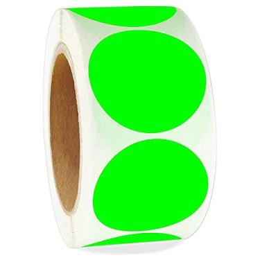 Imagem de Etiquetas redondas com código de cores de 5 cm | Etiquetas coloridas com codificação de cores amarelas fluorescentes | 500 adesivos permanentes coloridos circulares por rolo para