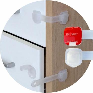 Imagem de Kit 8 Trava Gaveta Armário Geladeira Porta Vaso Sanitário Segurança Pr