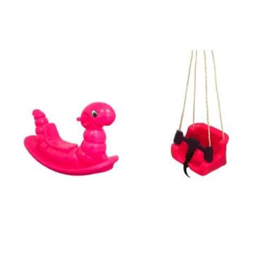 Imagem de Kit Infantil Gangorra Minhoca Nhoca e Balanço Banquinho no ar Quadrado
