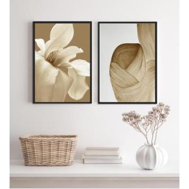Imagem de Kit 2 Quadros Elegantes Sala Quarto Bege E Marrom 24X18Cm - Quadros On