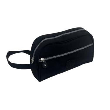 Imagem de Estojo Escolar Grande com 2 Bolsos de Nylon (Preto)