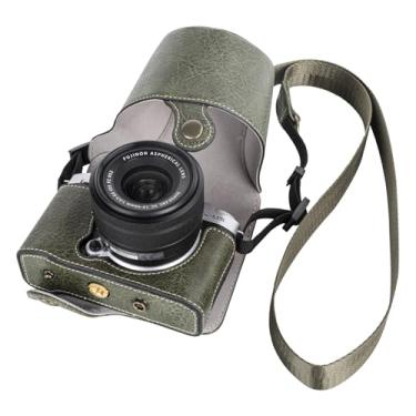 Imagem de VOVMOEYA Capa Protetora Para Câmera Sem Espelho Fujifilm Xm5, Fuji X-M5, Half Com Frontal, Alça De Ombro, Proteção Total, Botão Pressão - Verde