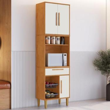 Imagem de Paneleiro Lorena 3 Portas 1 Gaveta com Fruteira Nature/Off White - Kai