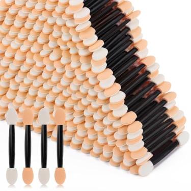 Imagem de 1000 aplicador de sombra descartável espuma pincel de maquiagem esponja ponta oval, aplicadores de sombra, dupla face, preto