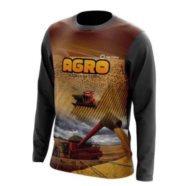Imagem de Camisa Agro Masculina Gola Redonda Manga Longa Proteção Uv Zíper Colhe