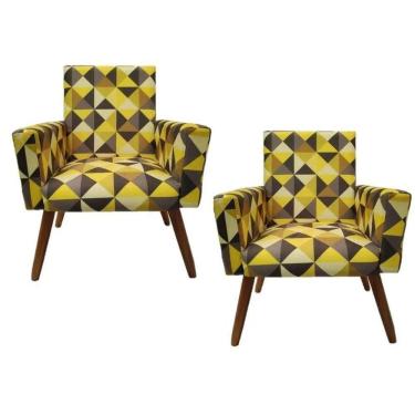 Imagem de Kit 2 Poltronas Nina Sala De Estar Triangulo Amarelo