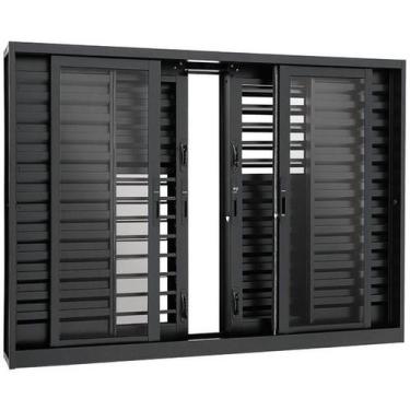 Imagem de Janela Veneziana Multiflex em Aço 100x200 cm 6 Folhas Preta Prátika Sa