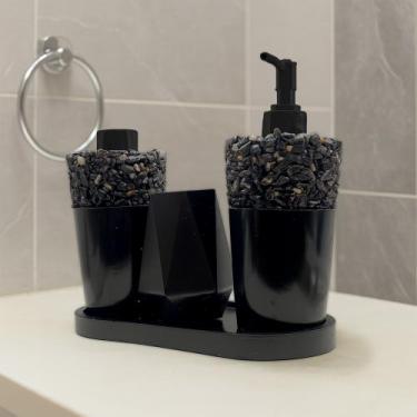 Imagem de Kit Lavabo Luxo Sabonete Líquido C/ Porta Escovas e Aromatizante De Am