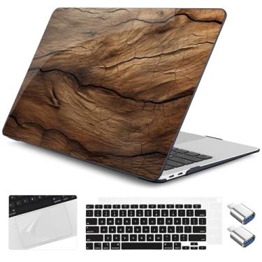 Imagem de Yebiseven Capa para MacBook Air de 13 polegadas M1 2021 2020 2019 2018 modelo A2337/A2179/A1932, capa rígida para laptop com capa de teclado e protetor de trackpad e 2 adaptadores OTG, padrão de