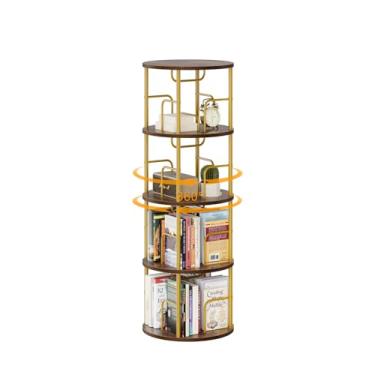 Imagem de APPOLYN Estante rotativa de 4 camadas, estante de canto giratório com tela 360, estante de metal para sala de estar, escritório, quarto, dourada