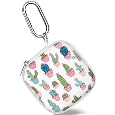 Imagem de Capa quadrada para fones de ouvido, organizador de fones de ouvido, estojo portátil de EVA para transporte, bolsa de armazenamento com mosquetão para AirPods Beats, Bose Galaxy Buds 3, armazenamento