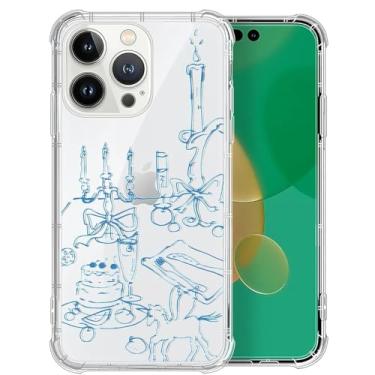 Imagem de Capa para iPhone 13 Pro Max, capa transparente com elementos estéticos de bolo, capa fofa para meninas e homens, fina, macia, à prova de choque