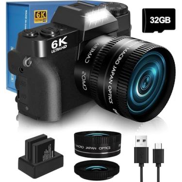 Imagem de Câmera digital 6K 64MP para fotografia NIKICAM Vlogging para YouTube com tela flip de 180°, WiFi, zoom digital 16x, lente de 52 mm, 2 baterias, cartão micro SD de 32 GB (preto)