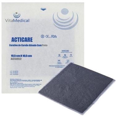 Imagem de Curativo Acticare AG Carvão Ativado com Prata Vitamedical 10,5cm x 10,