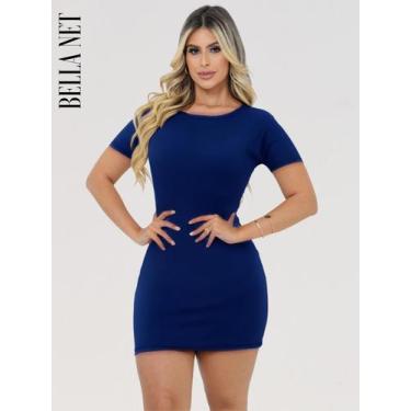 Imagem de Vestido feminino curto com manguinhas canelado P M G - Preto - M - Bel