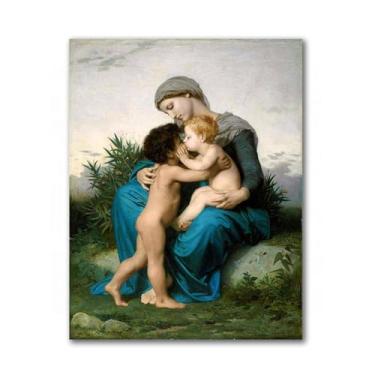 Imagem de LXURY Bouguereau.Fraternal Love.Reprodução de pinturas famosas. Arte de parede em tela. Pôsteres e impressões. Imagem para decoração de casa 40 x 52 cm sem moldura