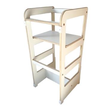 Imagem de Arteiros Torre de Aprendizagem Montessori, Branca, 89,5 x 52,5 x 43,5 cm, 2 Níveis, Multifuncional