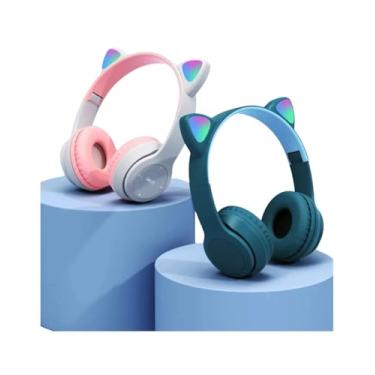 Imagem de (TM-59-1815) Fone de Ouvido Sem Fio com Microfone e Design de Orelhas de Gatinho LED