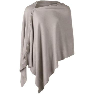 Imagem de Suéter De Cachecol De Malha Versátil Feminino Com Botões Verão Outono Xale Cardigan, Camel