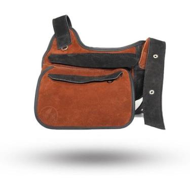 Imagem de Pochete Tiracolo em Couro Legítimo - MB Confecções, Telha com preto