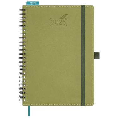 Imagem de BEZEND Agenda 2026 semanal e mensal, calendário de 14,7 cm x 21,6 cm com notas (26 de janeiro a dezembro) Marcação diária vertical com horário de hora em hora e aba mensal, espiral, capa macia de
