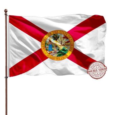 Imagem de Bandeira do estado da Flórida 3 x 5 para ambientes externos dupla face - 3 camadas 240D 4 linhas costuradas - bandeira do estado da Flórida 3x5- resistente a desbotamento UV com cabeçalho de lona e 2 ilhós de latão