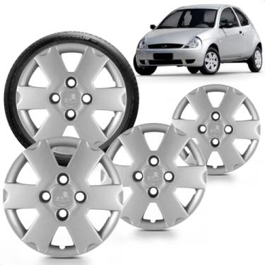 Imagem de Kit 4 Calotas Ka 2003 A 2007 Prata Cubo Baixo Grid