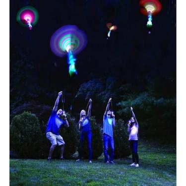 Imagem de Set 12 Girocoptero Avatar Voador Led Foguete Noite Brinquedo Criança Divertido Estilingue Lançador