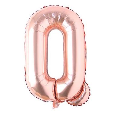 Imagem de 101,6 cm letra ouro rosa alfabeto número balão folha Mylar festa casamento despedida de solteira aniversário chá de panela formatura aniversário celebração decoração braguilha com hélio (40 POLEGADAS