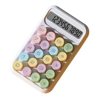 Imagem de Calculadora científica Botão mecânica de 10 dígitos Design fofo portátil para exames de contabilidade Os estudantes ABS LCD Display (Branco)