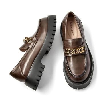 Imagem de BEAU TODAY Mocassins Robustos Para Mulheres, Sapatos Femininos Plataforma, Salto Grosso, Sola De Metal, Sem Cadarço, Calçados Confortáveis Trabalho, Bico Redondo, Escritório, Café, Eua 8