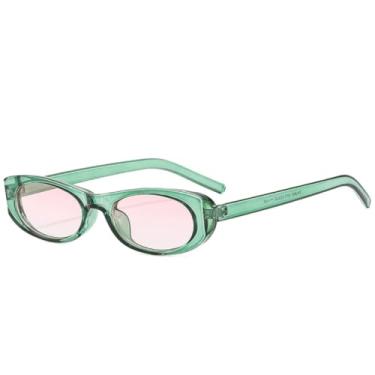 Imagem de Óculos de sol gatinho preto feminino, armação estreita, retangular, masculino, UV400 (verde)