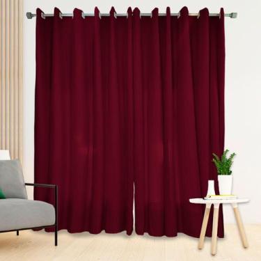 Imagem de Cortina Manu 4.00m x 2.50m Decorativa Micro Percal Ilhós Branco Sala Q