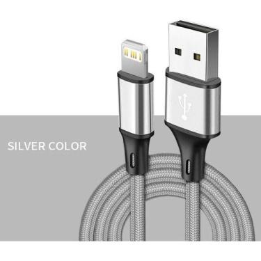 Imagem de Cabo Usb Compatível IPhone 5 6 7 8 Plus S X Xr Xs 11pro - Nohon, Cinza
