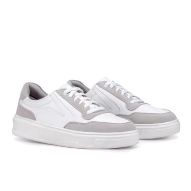 Imagem de Tênis Casual Sapatenis Masculino Urbano Couro Leve Original (Branco, BR, Adulto, Numérico, 45)