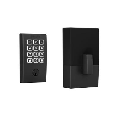 Imagem de Schlage BE459WB CEN 622 Arrive Fechadura inteligente WiFi, fechadura de porta com tela sensível ao toque de entrada sem chave com acabamento Century Trim, preto fosco