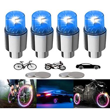 Imagem de YUERWOVER Pacote Com 4 Luzes Led Para Rodas De Bicicleta, Tampas Válvulas Pneus Carro, Motocicleta, À Prova D'Água, Raio Pneu, Flash, Refletor Legal, Acessórios Crianças, Homens E Mulheres 10 Bateri