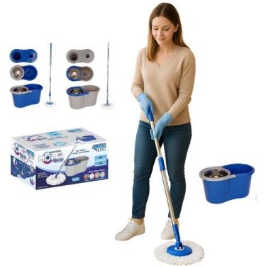 Imagem de Mop Giratório Balde Esfregão 360 Limpeza Prático Rodo Mágico Microfibr