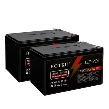 Imagem de Bateria BOTKU 12V 15Ah de lítio LiFePO4 de ciclo profundo x2 com BMS