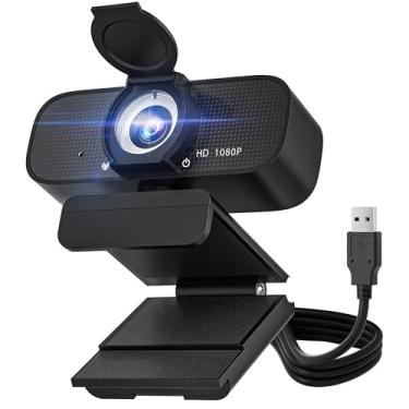 Imagem de SZGIARUY Webcam HD, câmera de computador USB 1080p com capa de privacidade, preta, webcam de streaming digital para PC, desktop, laptop, videoconferência-4