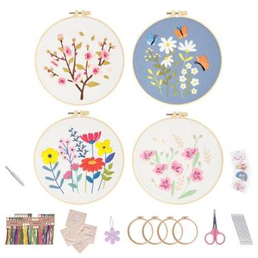 Imagem de Kit de bordado HALATIUM Flowers com padrões para iniciantes